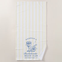 ブルーとイエローのモダンビーチタオル