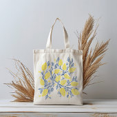 ブルーとイエローのレモンつる植物トートバッグ トートバッグ