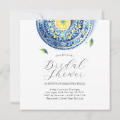 ブルーとイエローの柑橘類ブライダルシャワー招待状 招待状 (正面)