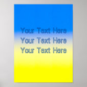 ブルーとイエローウクライナインスパイアカスタム文字 ポスター (正面)