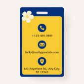 ブルーとイエローミニマリストのホームスクールIDカード バッジ (裏面)