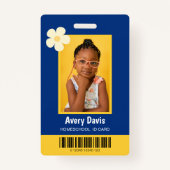 ブルーとイエローミニマリストのホームスクールIDカード バッジ (正面)