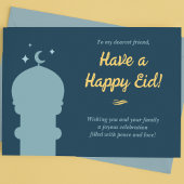 ブルーとイエローモスクのイードアルフィトル シーズンポストカード