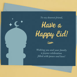 ブルーとイエローモスクのイードアルフィトル シーズンポストカード