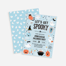 ブルーとオレンジのハロウィン招待状