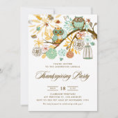 ブルーとオレンジのフェスティバルフールサンクスギビングパーティー 招待状 (正面)