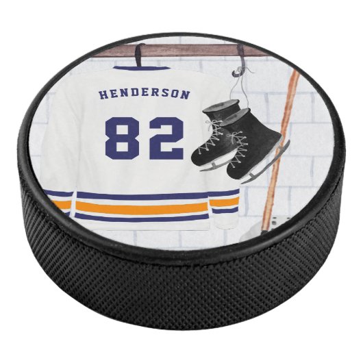 ブルーとオレンジの アイスホッケー モノグラムジャージ アイスホッケーパック (3/4)