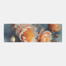 ブルーとカラメル茶色トーンフローラプリント