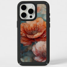 ブルーとカラメル茶色トーンフローラプリント