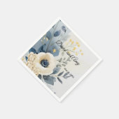 ブルーとクリームとホワイトフローラカクテルナプキン スタンダードカクテルナプキン (角)