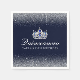 ブルーとグリッターキンセアニェラ スタンダードカクテルナプキン