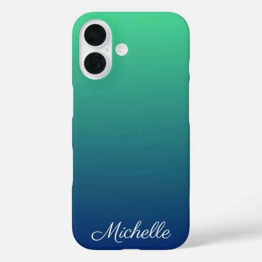 ブルーとグリーンのグラデーション名入れ Case-Mate iPhoneケース (裏面)