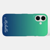 ブルーとグリーンのグラデーション名入れ Case-Mate iPhoneケース (裏面 (横))