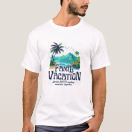 ブルーとグリーンのレトロなビーチバケーション Tシャツ