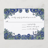 ブルーとグリーンの孔雀の結婚式 出欠カード (正面)