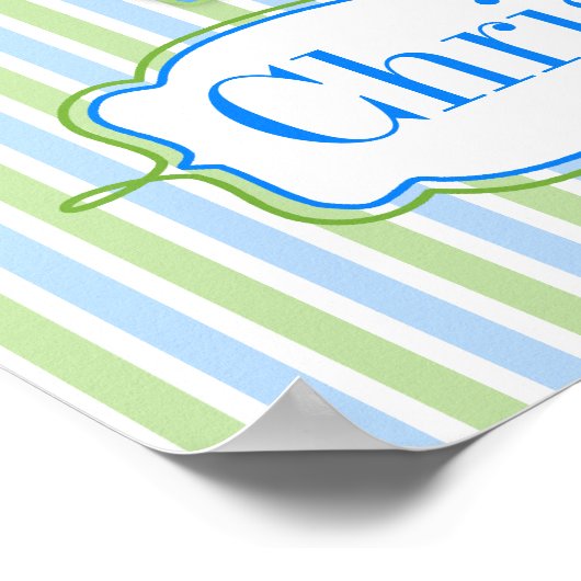 ブルーとグリーンの水玉模様のキリン保育園ポスター ポスター (角)