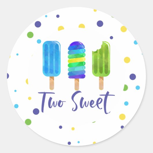 ブルーとグリーンのTwo Sweet 2歳の誕生日 ラウンドシール (正面)