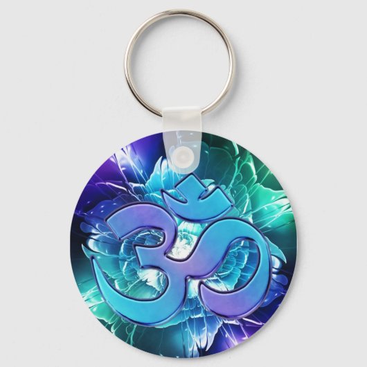 ブルーとグリーンを見るオム キーホルダー (正面)