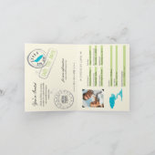 ブルーとグリーン結婚のパスポートアルバ招待状 招待状 (内部)