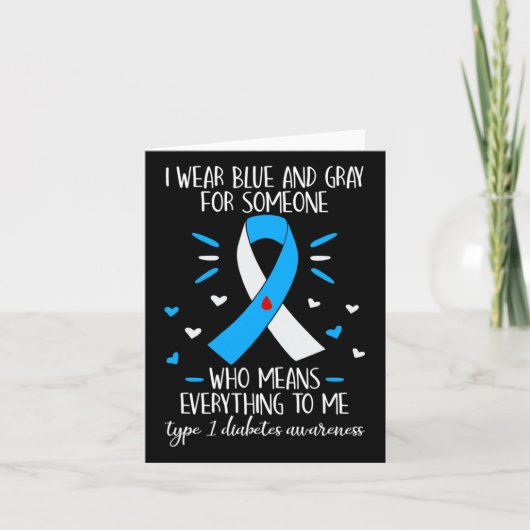 ブルーとグレーで1型糖尿病の認知度向上 Type 1 Diabetes Awareness カード (正面)