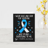 ブルーとグレーで1型糖尿病の認知度向上 Type 1 Diabetes Awareness カード (黄色い花)