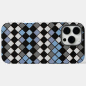 ブルーとグレーのダイヤモンドタイルパターン Case-Mate iPhoneケース (裏面 (横))