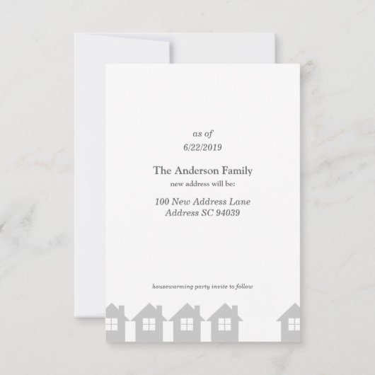 ブルーとグレー我々は家を移動飛んでいる中 招待状 (裏面)