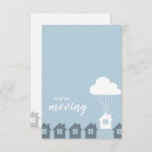 ブルーとグレー我々は家を移動飛んでいる中 招待状 (正面/裏面)