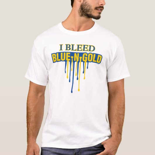 ブルーとゴールドに染まる Tシャツ (正面)