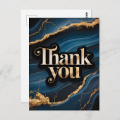 ブルーとゴールドのエレガントな感謝のデザイン ポストカード (正面/裏面)