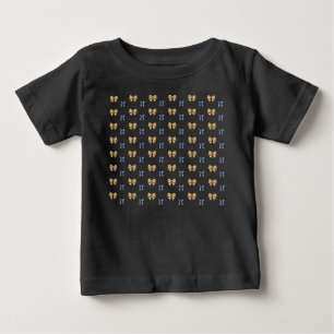 ブルーとゴールドのクコッテ ボウ ベビーTシャツ