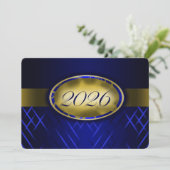 ブルーとゴールドのクラスオブ2026 招待状 (スタンド正面)