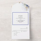 ブルーとゴールドのフレーム水彩花 オールインワン招待状 (内側)