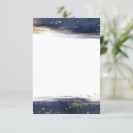 ブルーとゴールドのブラシストローク ウェディング 招待状