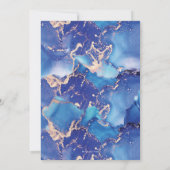 ブルーとゴールドのブランチ & バブルリー ご招待 招待状 (裏面)