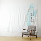 ブルーとゴールドのベイビーシャワーバックドロップ写真小道具 タペストリー (インサイチュ(横))