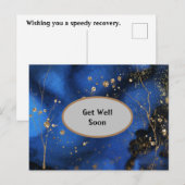 ブルーとゴールドのマーブル模様の回復おめでとうポストカード ポストカード (正面/裏面)