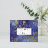 ブルーとゴールドのマーブル模様の回復おめでとうポストカード ポストカード (スタンド正面)