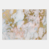 ブルーとゴールドのマーブル ラッピングペーパーシート (正面3)