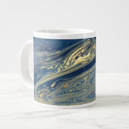 ブルーとゴールドのメタリック スペシャルティマグ ジャンボコーヒーマグカップ