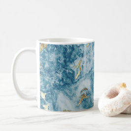ブルーとゴールドの大理石の高級抽象芸術 コーヒーマグカップ
