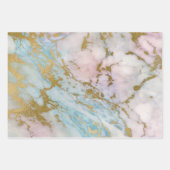 ブルーとゴールドの大理石 ラッピングペーパーシート (正面2)