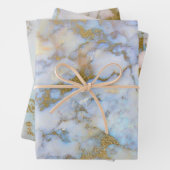 ブルーとゴールドの大理石 ラッピングペーパーシート (インサイチュ)