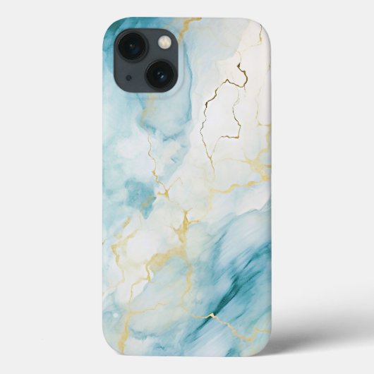 ブルーとゴールドの大理石 Case-Mate iPhoneケース (裏面)