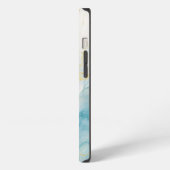 ブルーとゴールドの大理石 iPhoneケース (左側面)