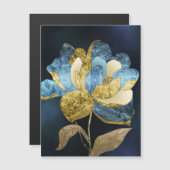 ブルーとゴールドの抽象的な花のテクスチャードペタル (正面/裏面)