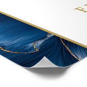 ブルーとゴールドの花柄 50周年 ウェルカムサイン ポスター (角)