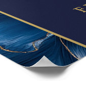 ブルーとゴールドの花柄 50周年 ウェルカムサイン ポスター (角)