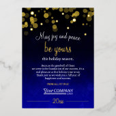 ブルーとゴールドの輝くライトの会社のクリスマス 箔シーズンカード (正面)
