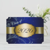 ブルーとゴールドの2026年卒業 招待状 (スタンド正面)